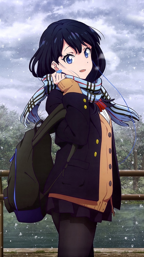 Takarada Rikka from SSSS.GRIDMAN with a backpack and scarf