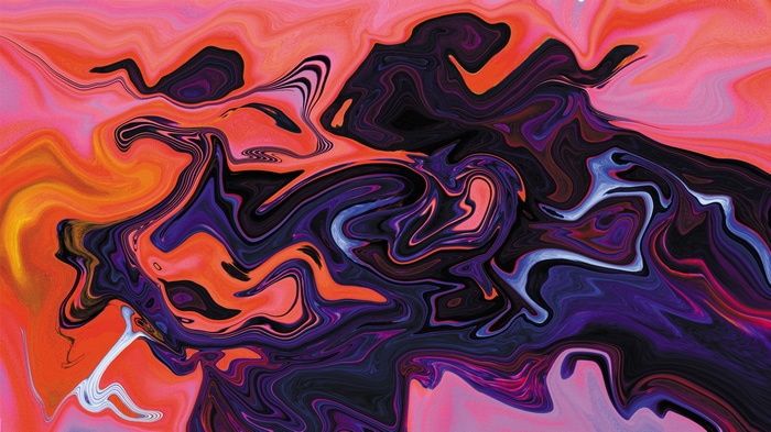 Abstract fluid shapes with pink, orange, and purple colors