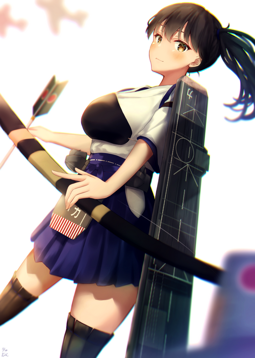 Kaga from Kantai Collection with a bow and arrow