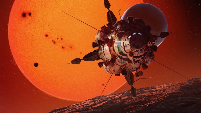 Spaceship near the Sun and a planet