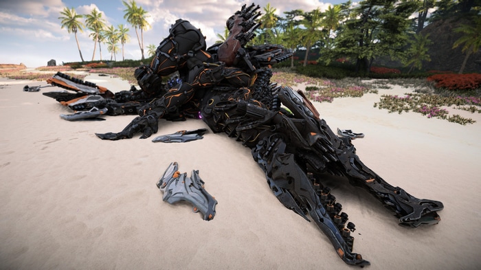 Horizon Forbidden West 4K robot on a beach