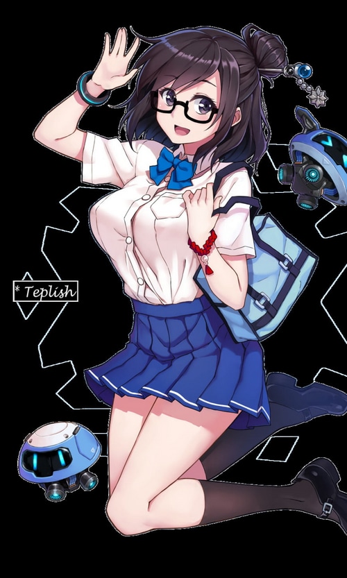 Mei from Overwatch in a school uniform