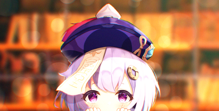 Qiqi from Genshin Impact wearing a hat