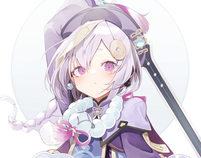 Qiqi from Genshin Impact with a sword