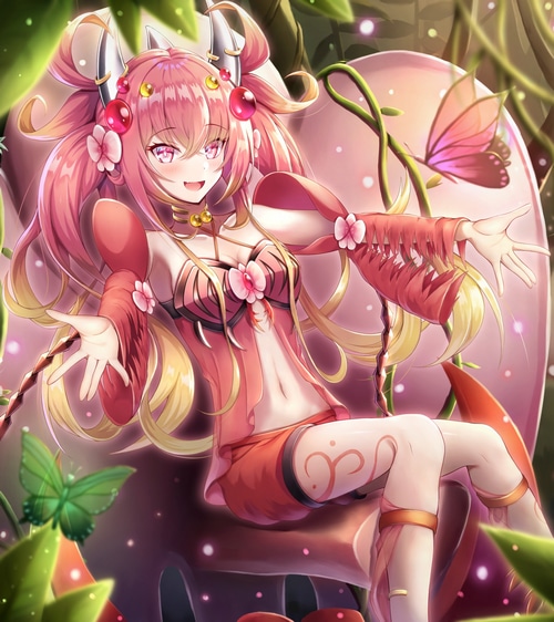 Traptrix Mantis from Yu-Gi-Oh! with pink hair