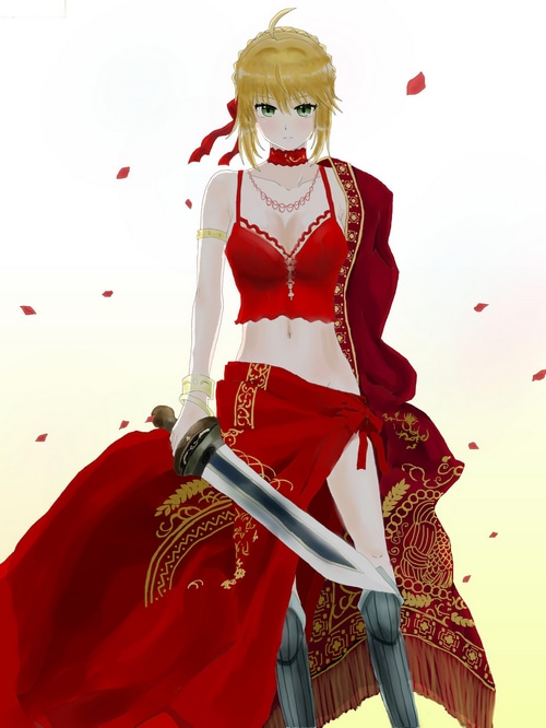 Nero Claudius in Red Outfit with Sword