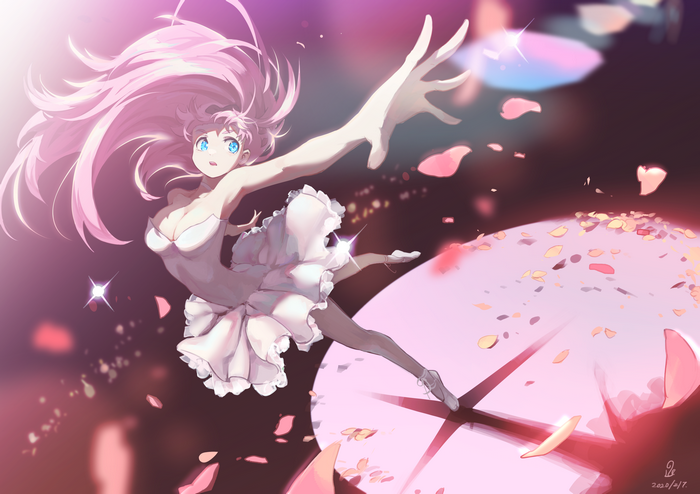 Chika Fujiwara dancing with pink hair