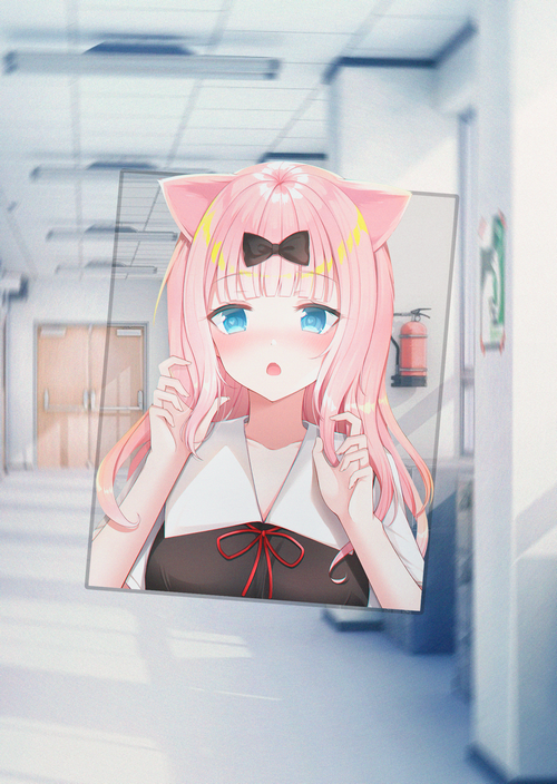 Chika Fujiwara in a School Hallway