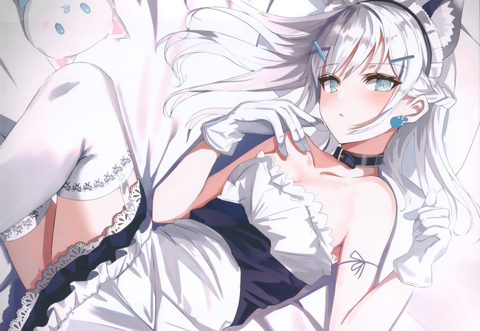 Anime girl with silver hair and blue eyes