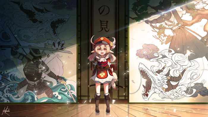 Klee with Samurai and Dragons in Japanese Art Style