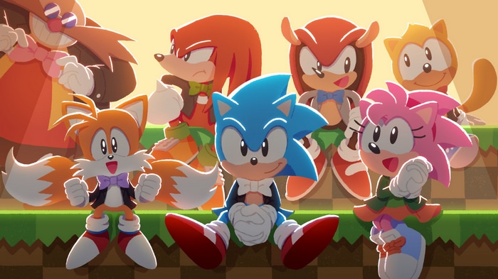 Sonic the Hedgehog characters in retro style
