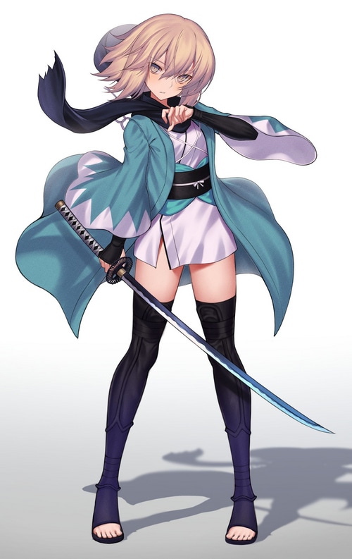 Fate/Grand Order fan art of a blonde woman with a katana