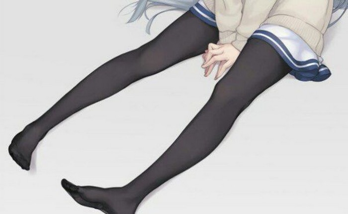 Anime girl wearing pantyhose and skirt
