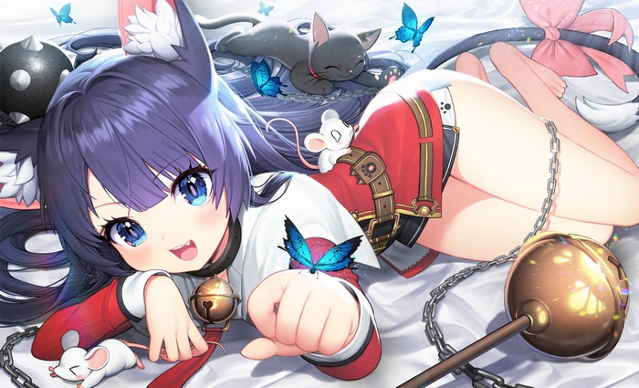 Clarissa from Epic Seven with cats and butterflies