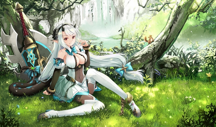 Yufine from Epic Seven in a forest