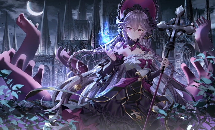 Angelica from Epic Seven with a staff
