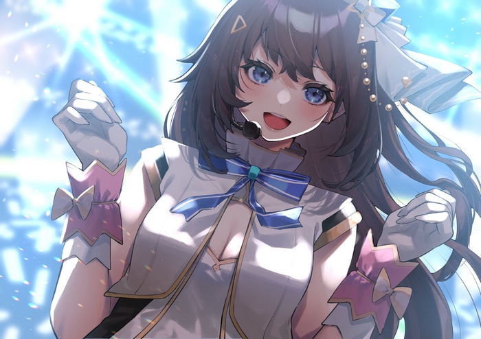 Tokino Sora performing on stage with bright lights