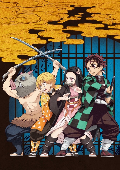 Demon Slayer: Kimetsu no Yaiba characters in action