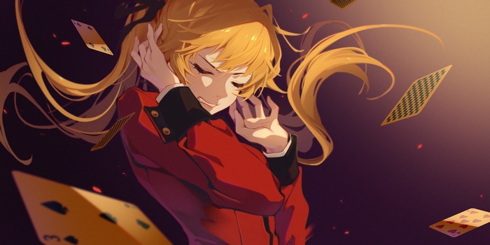 Saotome Meari from Kakegurui with falling cards