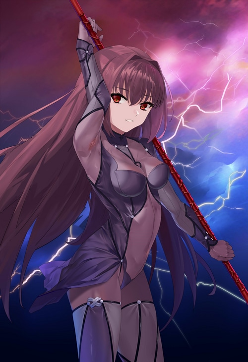Scathach from Fate/Grand Order holding a spear