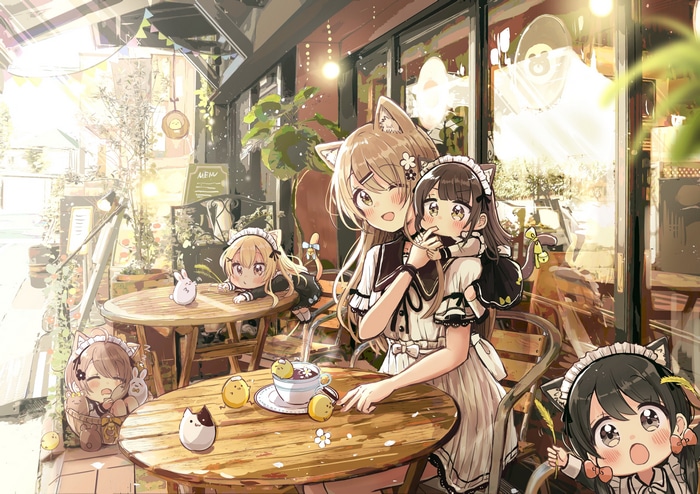 4K Cafe with Cat Girls and Maids