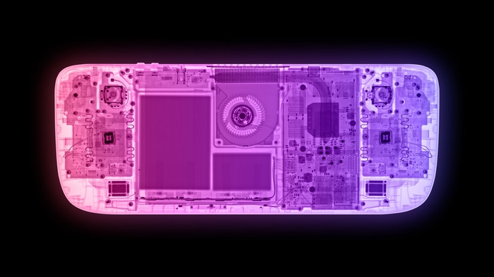 X-ray view of the Valve Steam Deck handheld gaming console
