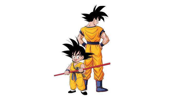 Son Goku and Kid Goku from Dragon Ball