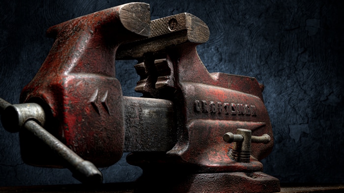 4K Craftsman jaw vice on a textured background