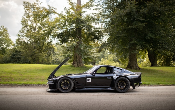 Black Nissan Fairlady Z with hood open