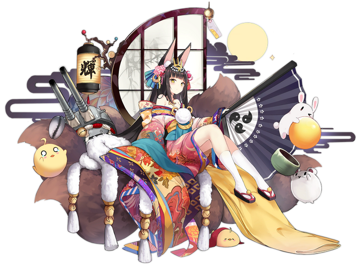 Azur Lane Fox Girl in Japanese Kimono with Fan