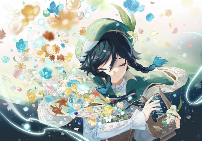 4K Venti from Genshin Impact playing a lyre