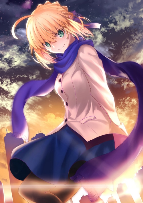 Saber from Fate/Stay Night with a Scarf