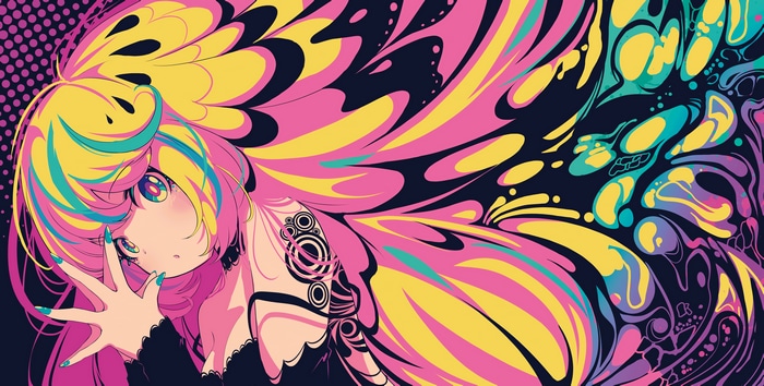 4K Psychedelic Anime Girl with Butterfly Wings