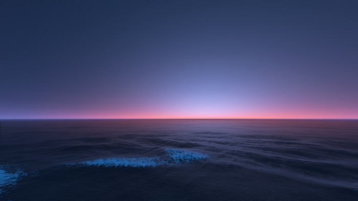 4K ocean view at sunset with waves