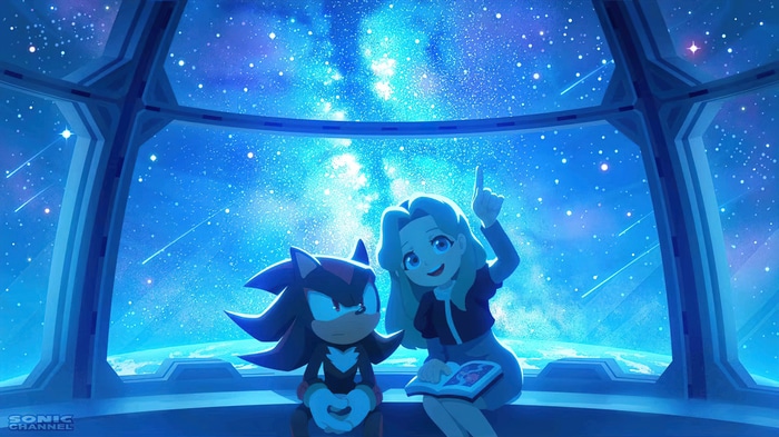 Shadow the Hedgehog and Maria in space