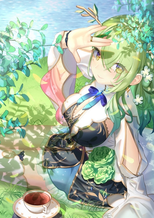 Ceres Fauna with green hair and yellow eyes