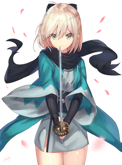 Okita Souji from Fate/Grand Order holding a sword