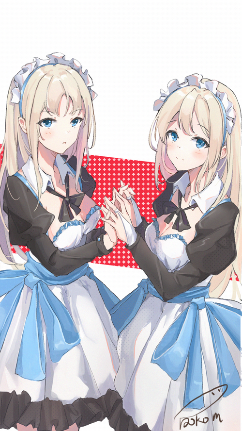 Anime maids holding hands