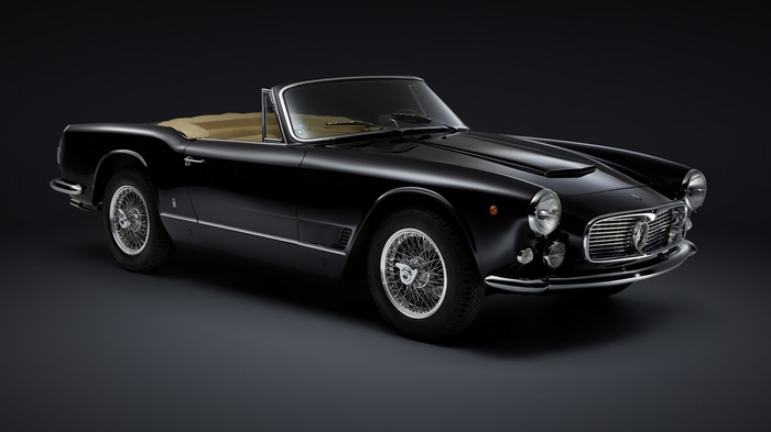 Black Maserati 3500 GT Convertible on Dark Background