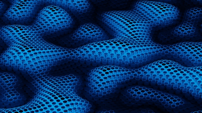 Abstract blue hexagons with wavy surface