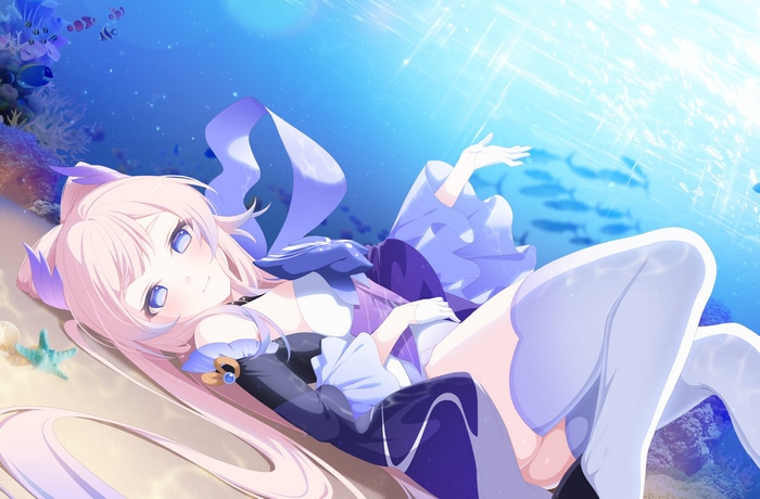 Sangonomiya Kokomi from Genshin Impact underwater