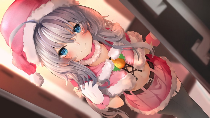 Anime girl in Christmas outfit