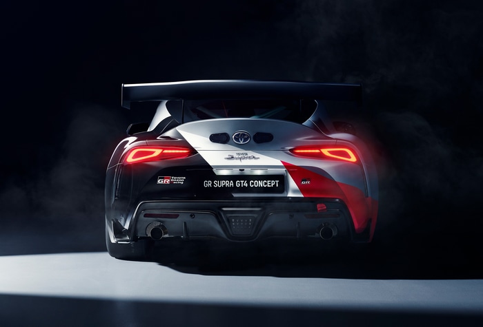 Toyota GR Supra GT4 Concept race car rear view