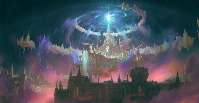 Fantasy architecture in a cosmic landscape