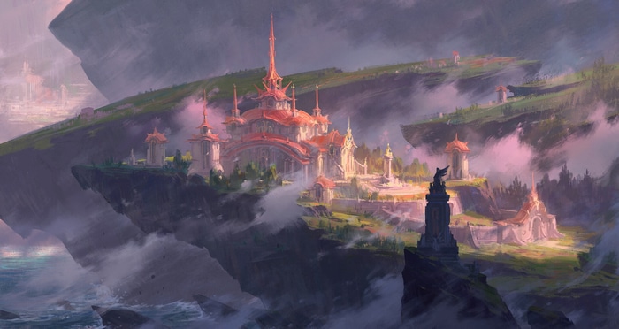 Fantasy castle on floating islands by Frank Sun