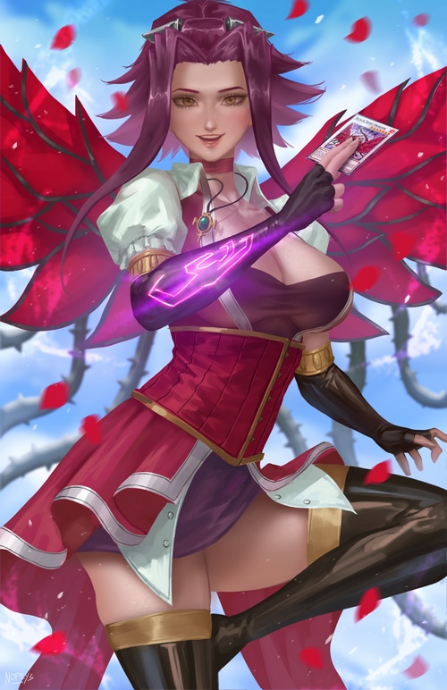 Izayoi Aki from Yu-Gi-Oh! with red wings
