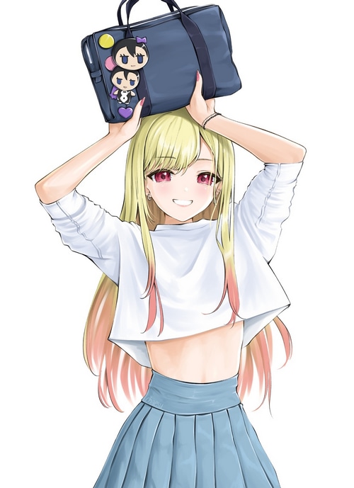 Kitagawa Marin holding a bag with charms