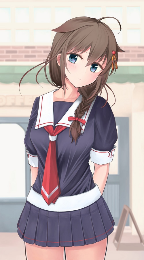 Kantai Collection Fan Art of Shigure in School Uniform