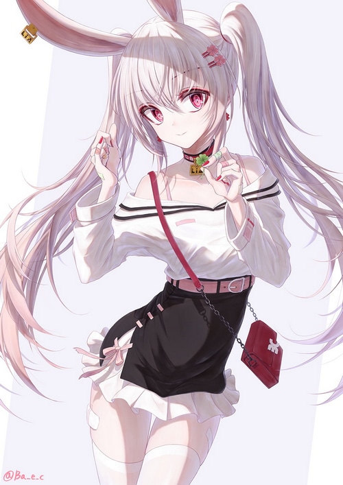 Anime Bunny Girl Holding a Four-Leaf Clover