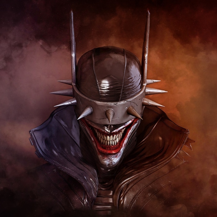The Batman Who Laughs in a dark, menacing portrait